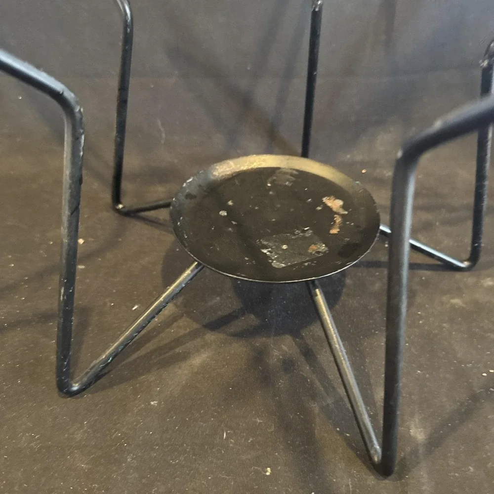 Amish Made Wrought Iron 3D Star Pillar Candle Holder, 17